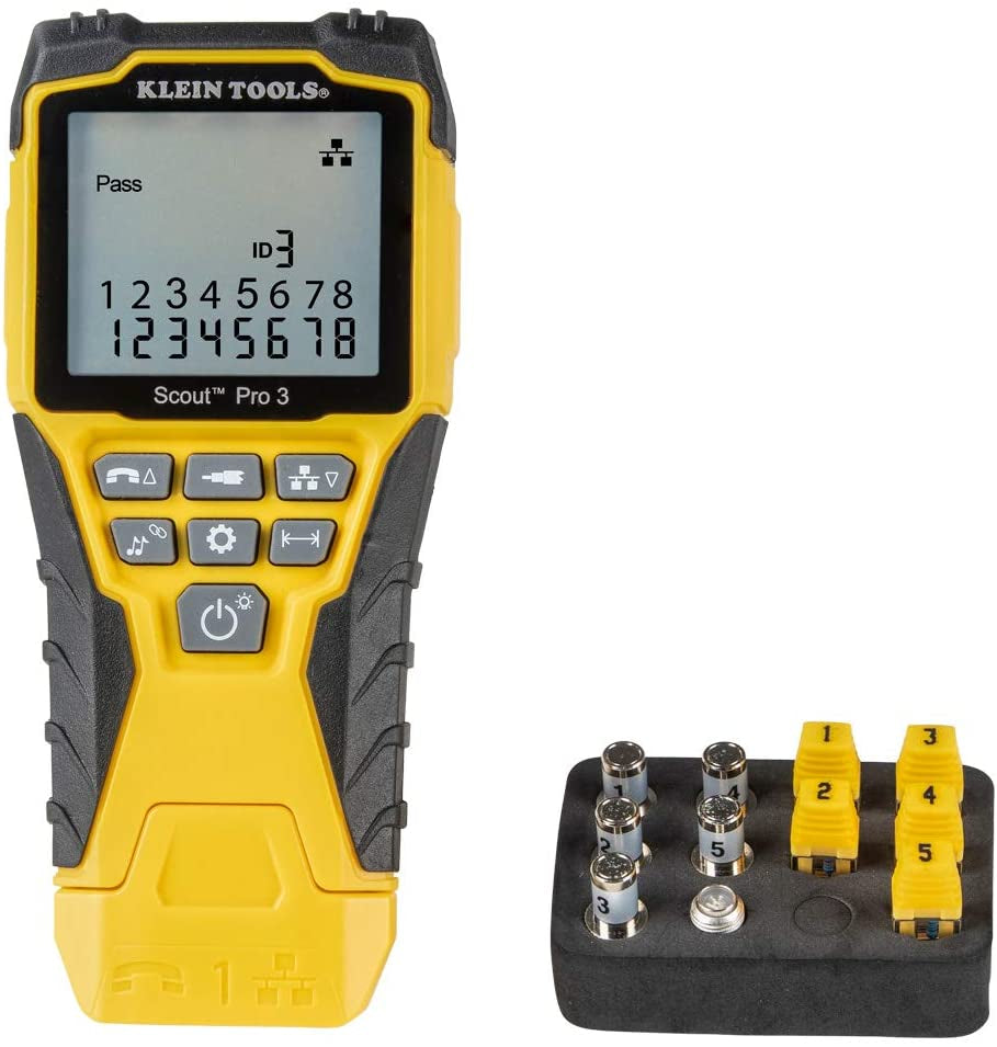 VDV501-851 Cable Tester Kit with Scout Pro 3 for Ethernet / Data, Coax / Video and Phone Cables, 5 Locator Remotes, Yellow