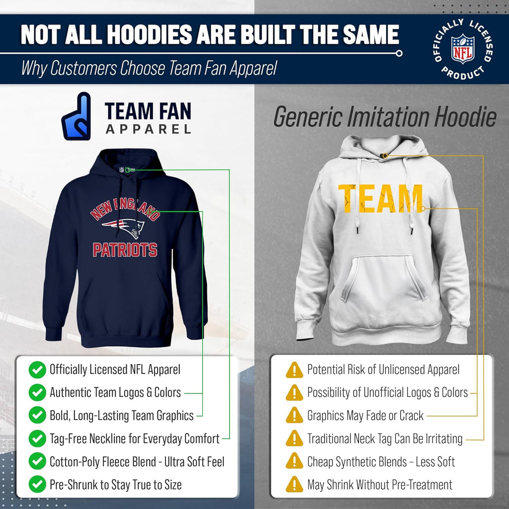 NFL Gameday Adult Hooded Sweatshirt, Pro Football Fleece Hoodie Pullover Sweatshirt