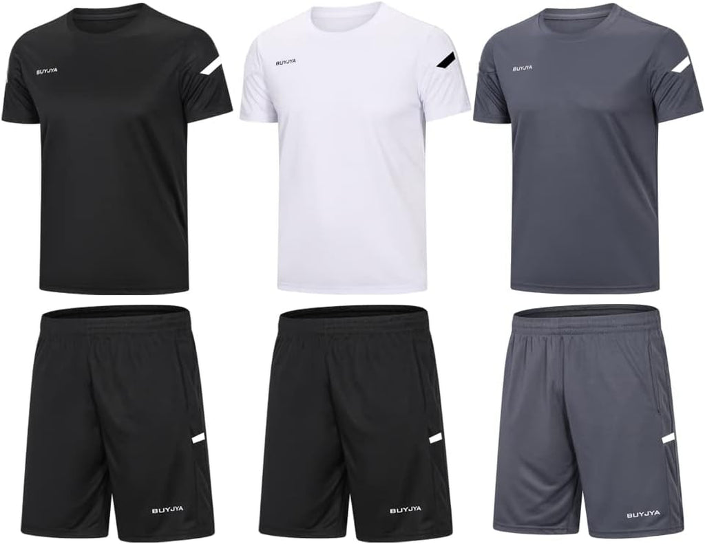 Men'S Workout Clothes Active Athletic Shorts Shirt Set 1 or 3 Pack for Basketball Football Exercise Training Running