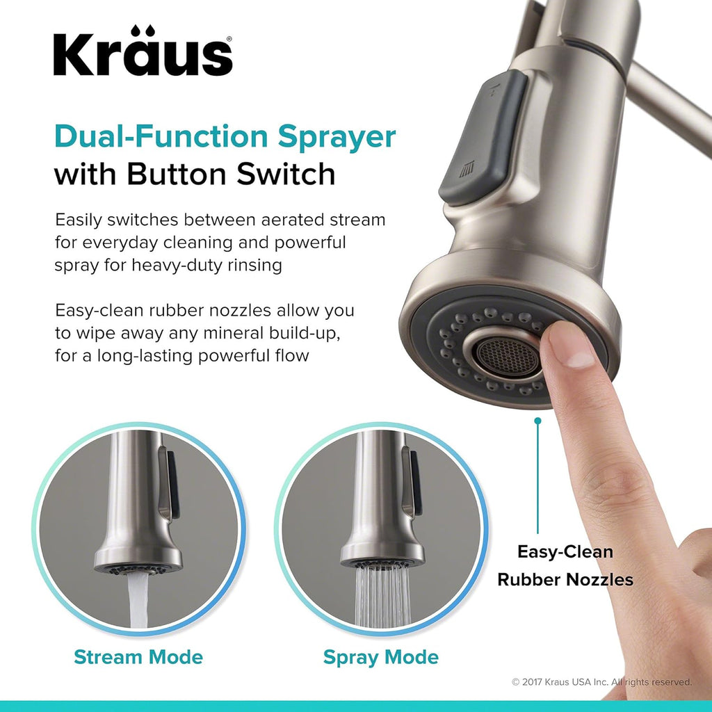 KPF-1690SFS Britt Pre-Rinse/Commercial Kitchen Faucet with Dual Function Sprayhead in All-Brite Finish, Spot Free Stainless Steel