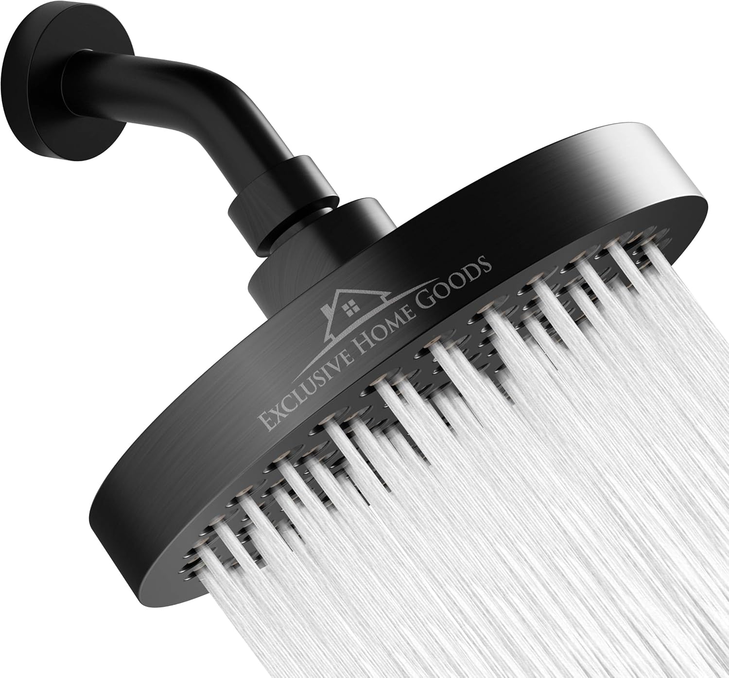 Luxury Rainfall Shower Head - High-Pressure Showerhead Jets, Rain Shower Head Ant-Clog Silicone Nozzles (2.5 GPM, Matte Black)