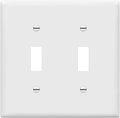 Toggle Light Switch Wall Plate, Gloss Finish, Size 2-Gang 4.50" X 4.57", Double Switch Cover, Unbreakable Polycarbonate Thermoplastic, 8812-W, White